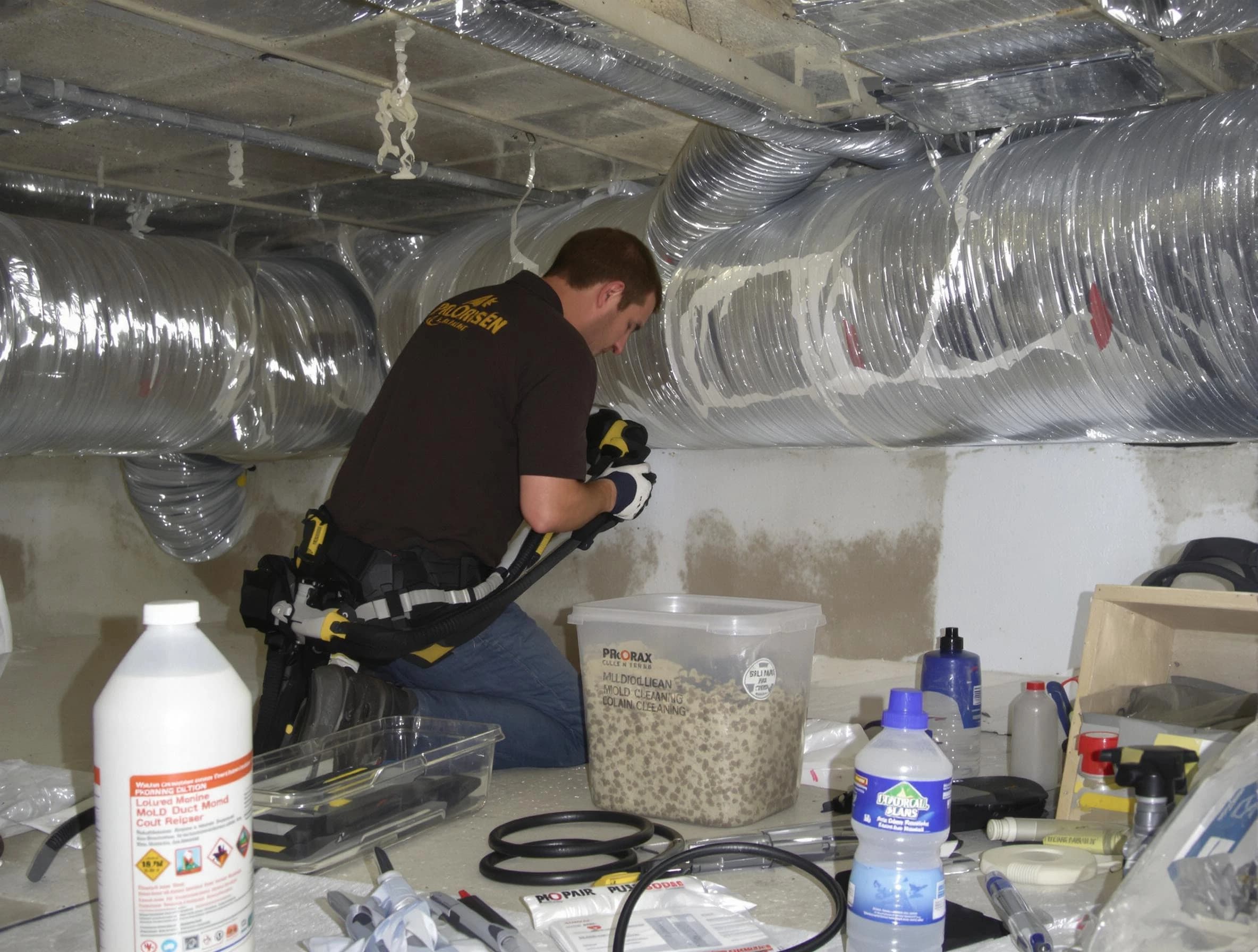 El Reno Air Duct Cleaning specialist performing professional mold removal from air ducts in El Reno