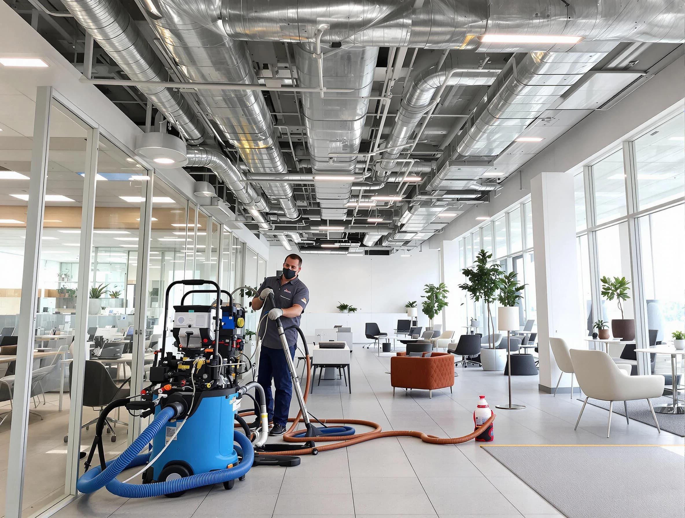 El Reno Air Duct Cleaning team conducting comprehensive commercial duct cleaning at a business location in El Reno