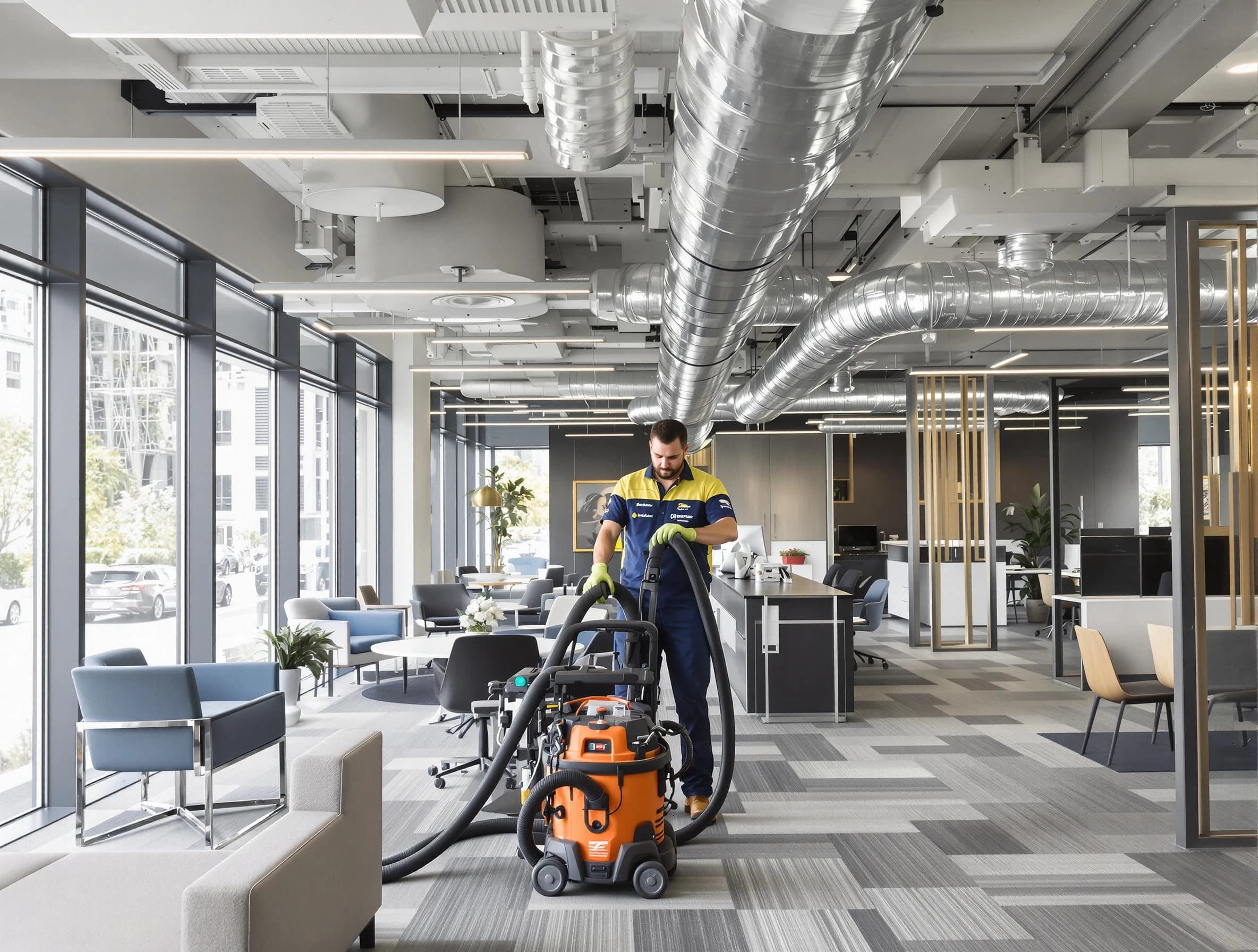 El Reno Air Duct Cleaning team performing thorough commercial duct cleaning at a El Reno business center