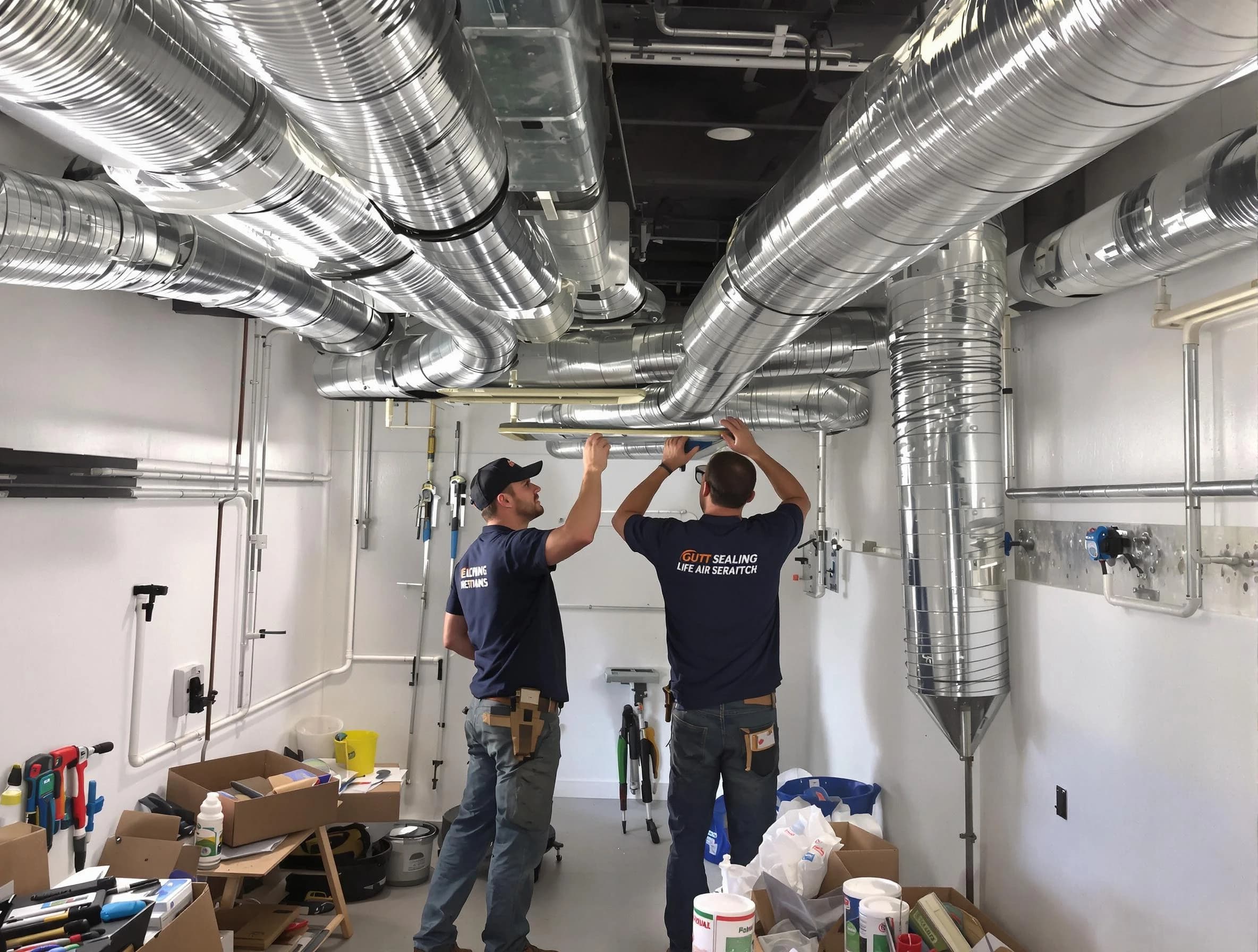 El Reno Air Duct Cleaning technician applying professional duct sealing solutions in El Reno
