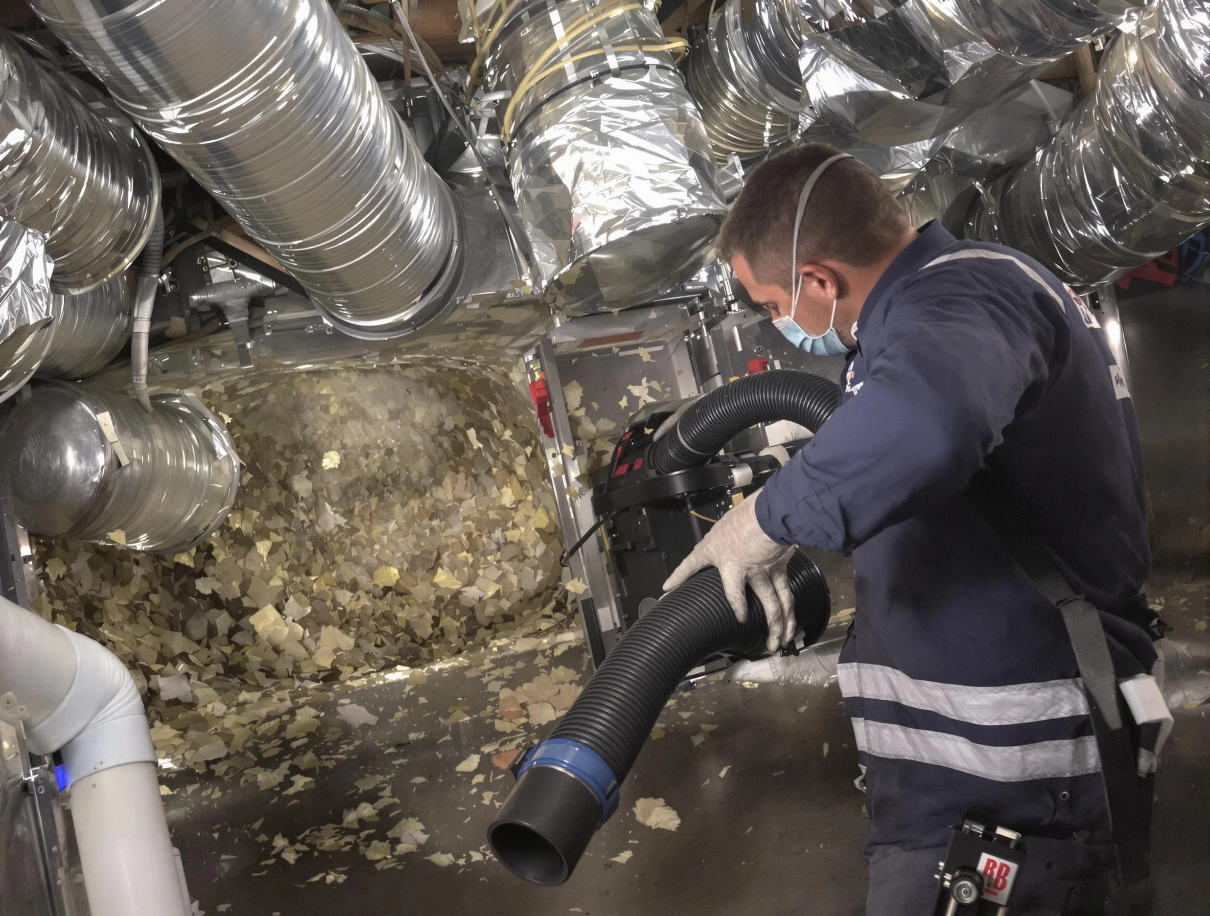 El Reno Air Duct Cleaning specialist operating negative pressure cleaning equipment for thorough duct maintenance in El Reno