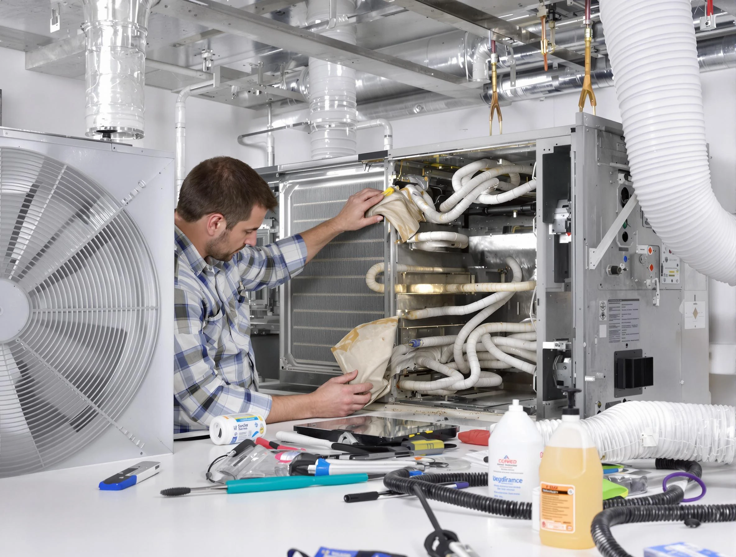 El Reno Air Duct Cleaning specialist performing precision AC coil cleaning in El Reno