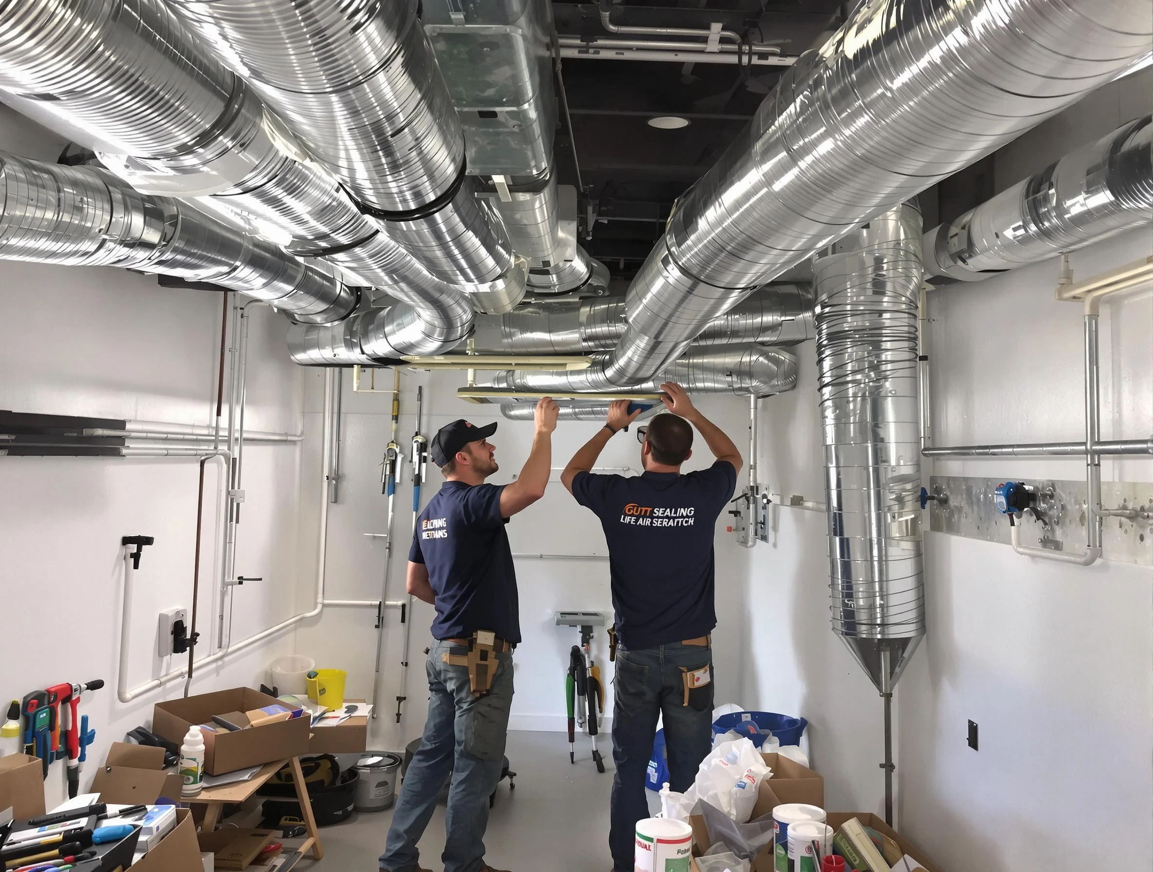 El Reno Air Duct Cleaning technician applying professional duct sealing solutions in El Reno